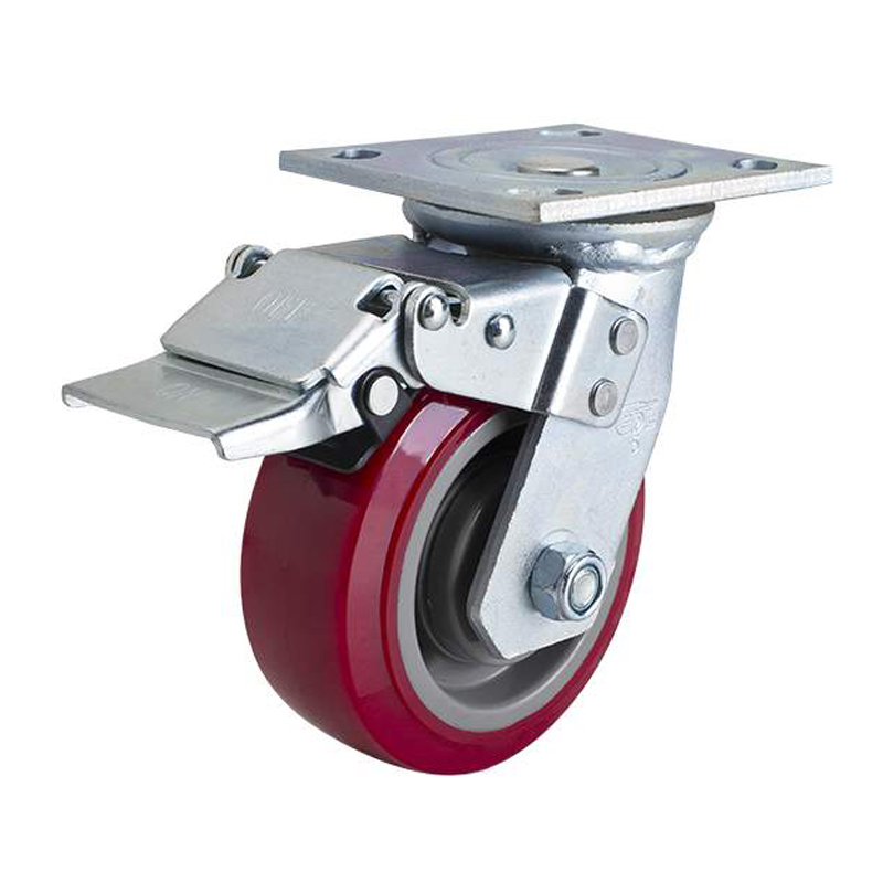 EDL Heavy 5'' 380kg Plate Iron Dual Brake TPU Caster 73125L-735-86