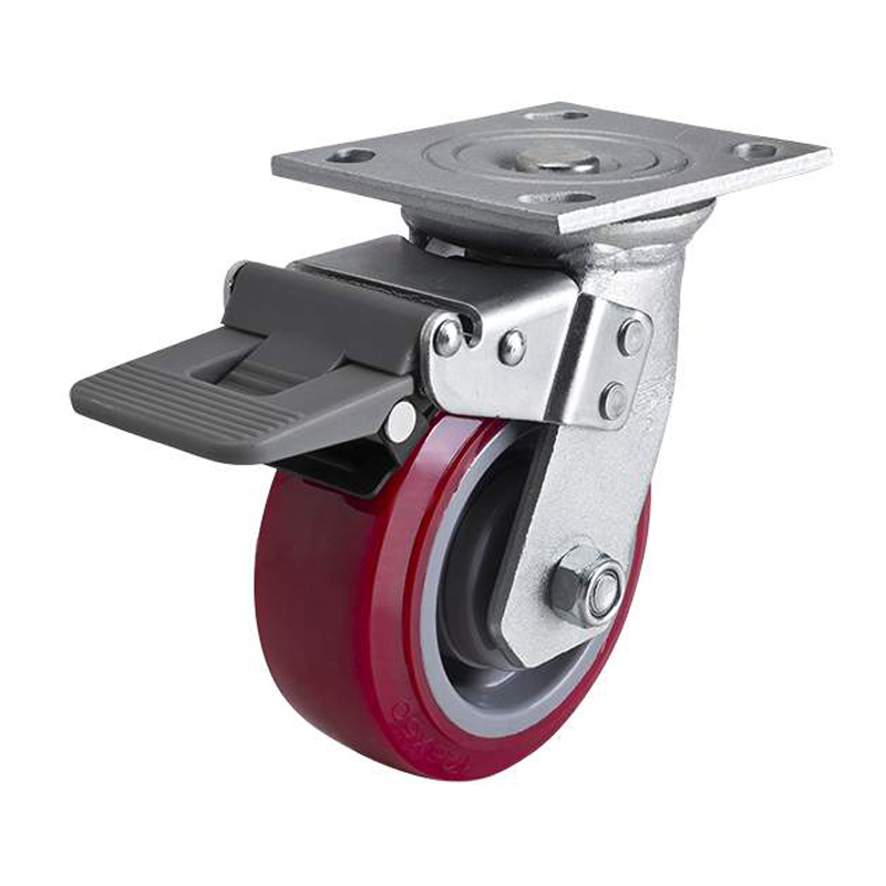 EDL Heavy 5'' 380kg Plate Plastic Dual Brake TPU Caster 73125H-735-86