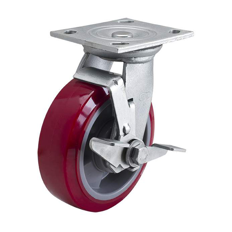 EDL Heavy 6'' 420kg Plate Side Wheel Brake TPU Caster 73126C-736-86/C