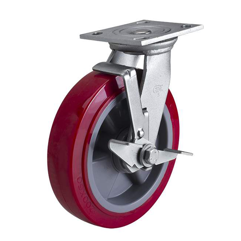 EDL Heavy 8'' 450kg Plate Side Wheel Brake TPU Caster 73128C-738-86/C