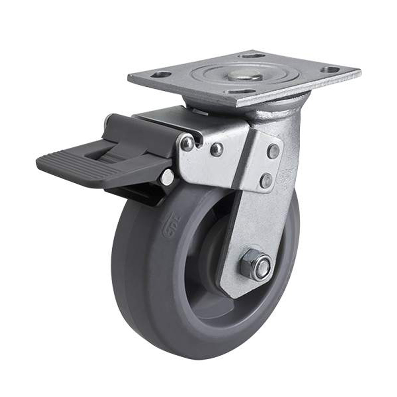 EDL Heavy 6'' 350kg Plate Plastic Dual Brake TPE Caster 73126H-736-56