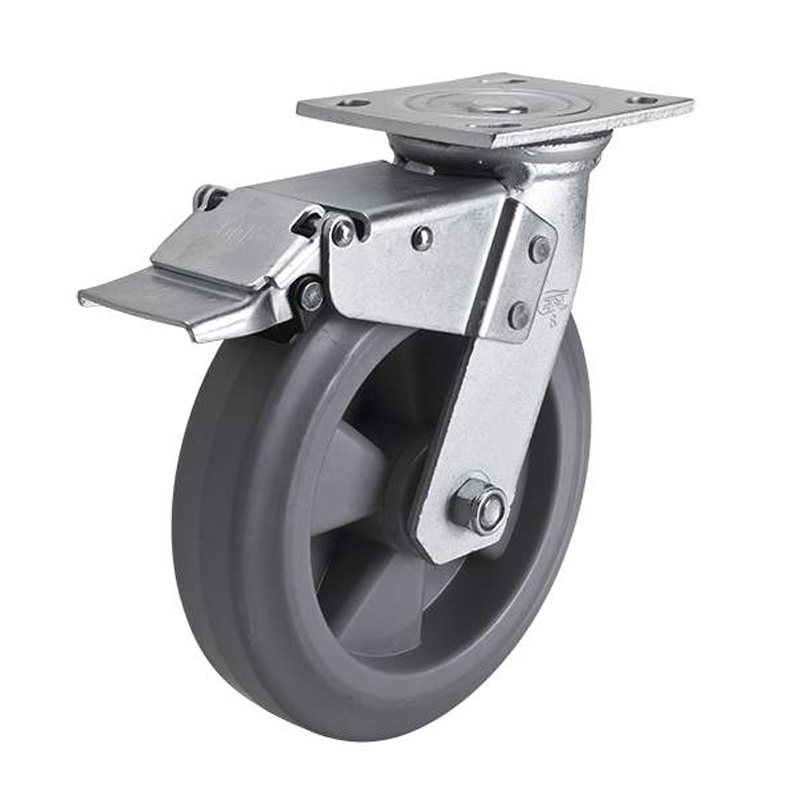 EDL Heavy 8'' 400kg Plate Iron Dual Brake TPE Caster 73128L-738-56