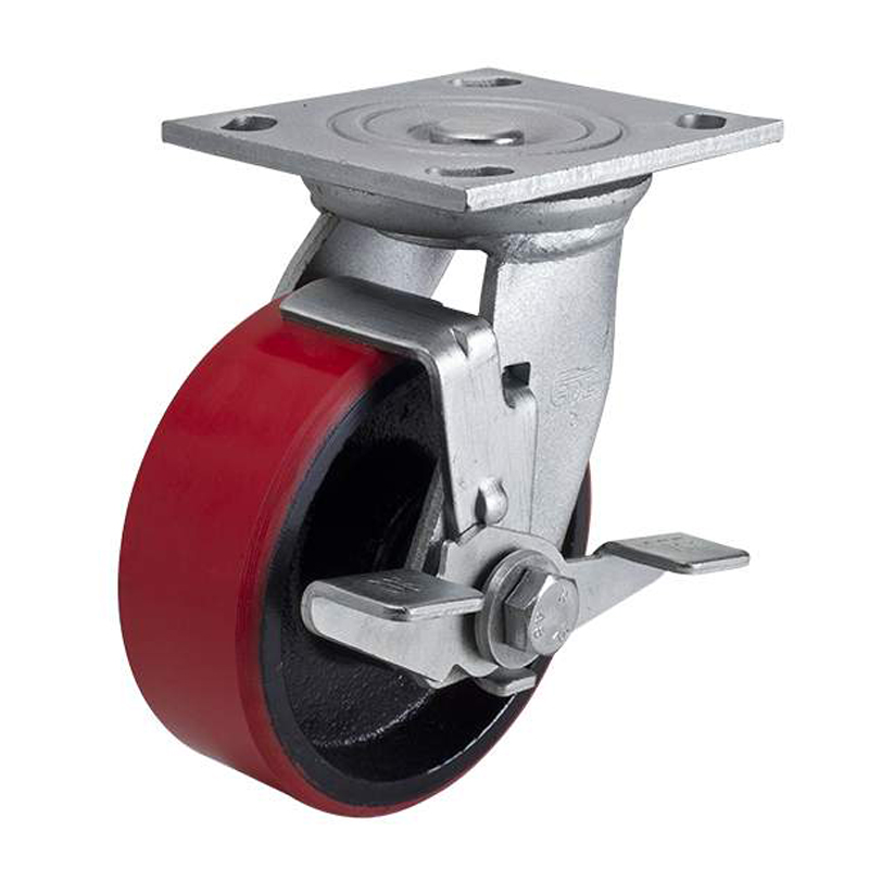 EDL Heavy 5'' 400kg Plate Side Wheel Brake TPU Caster 73125C-735-86T/C