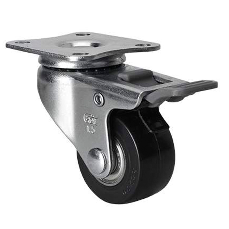 EDL Mini 1.5'' 35kg Plate Plastic Dual Brake PU Caster 261215H-2615-66