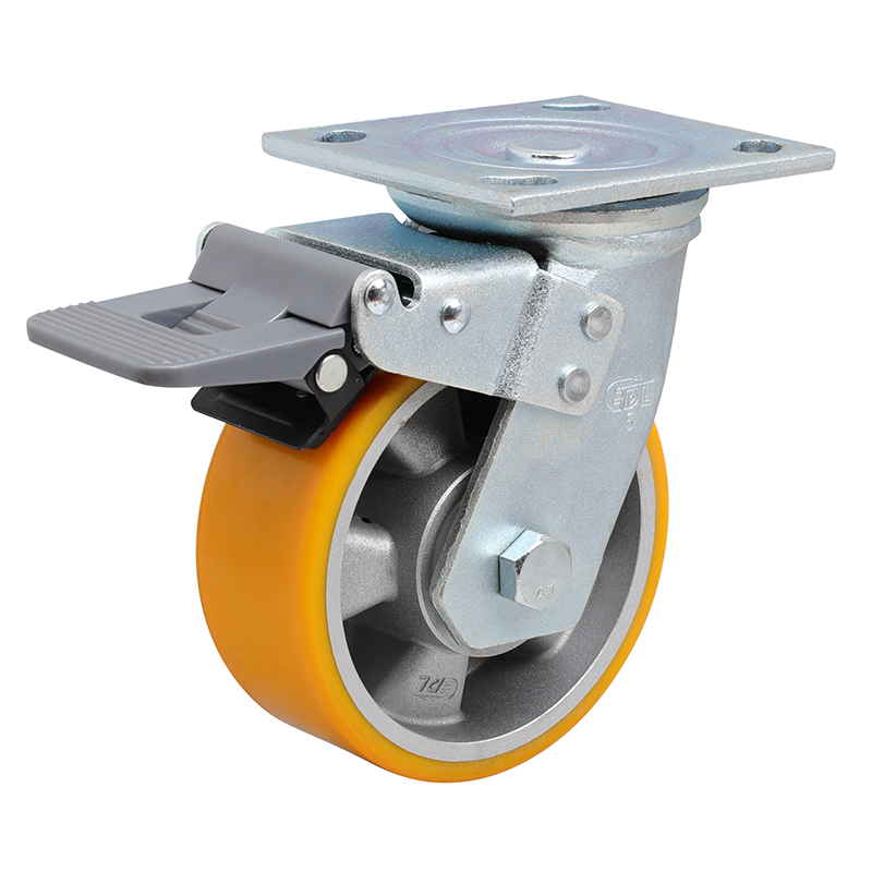 EDL Heavy 5'' 420kg Plate Plastic Dual Brake TPU Caster 73125H-735-86A