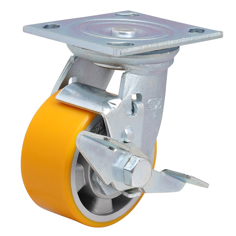 EDL Heavy 4'' 400kg Plate Side Wheel Brake TPU Caster 73124C-734-86A/C