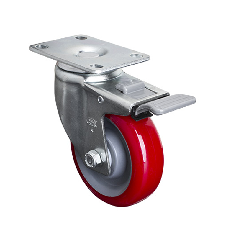 EDL Medium 3" 130kg Plate Plastic Dual Brake TPU Caster 50123H-503-85