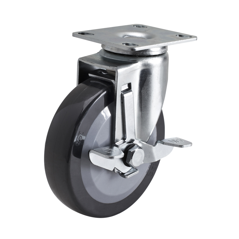 EDL Light 4'' 60kg Plate Side Wheel Brake PU caster 36124C-364-64/C