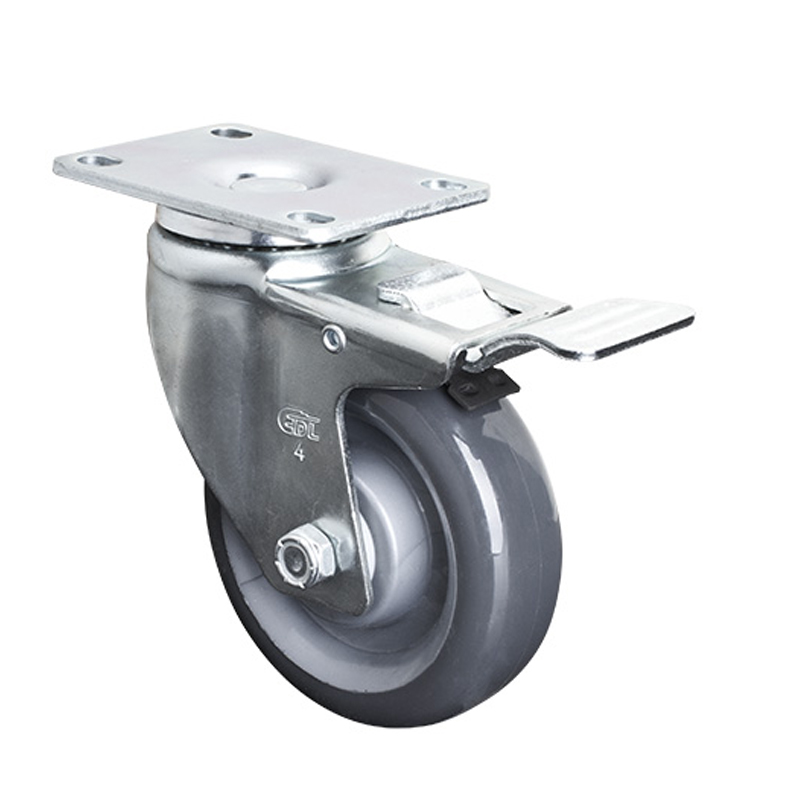 EDL Medium 4" 130kg Plate Al. Dual Brake PU Caster 50124P-504-75