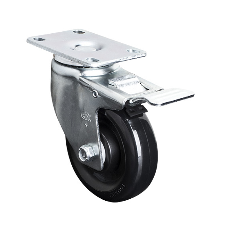 EDL Medium 4" 120kg Plate Al. Dual Brake PU Caster 50124P-504-65