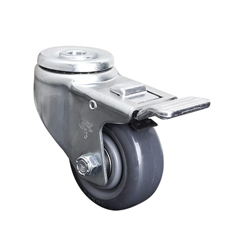 EDL Medium 3" 150kg Bolt Hole  Al. Dual Brake PU Caster 50183P-503-76