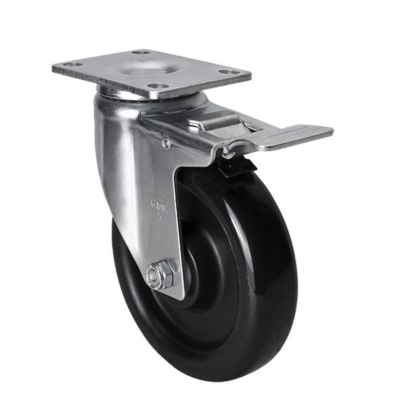 EDL Medium 5" 120Kg Plate Iron Dual Brake PU Caster 50125L-505-65