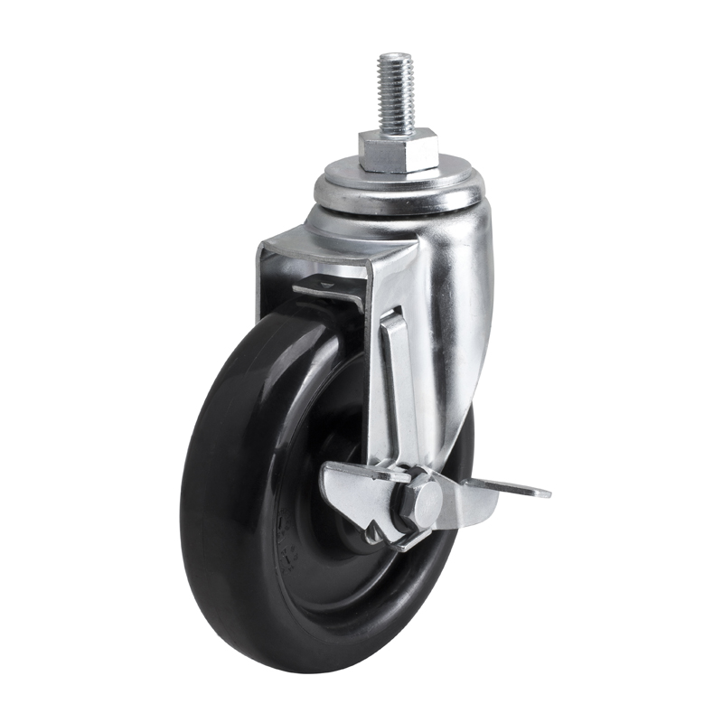 EDL Medium 5" 120Kg Threaded Side Wheel Brake PU Caster 50145C-505-65/C