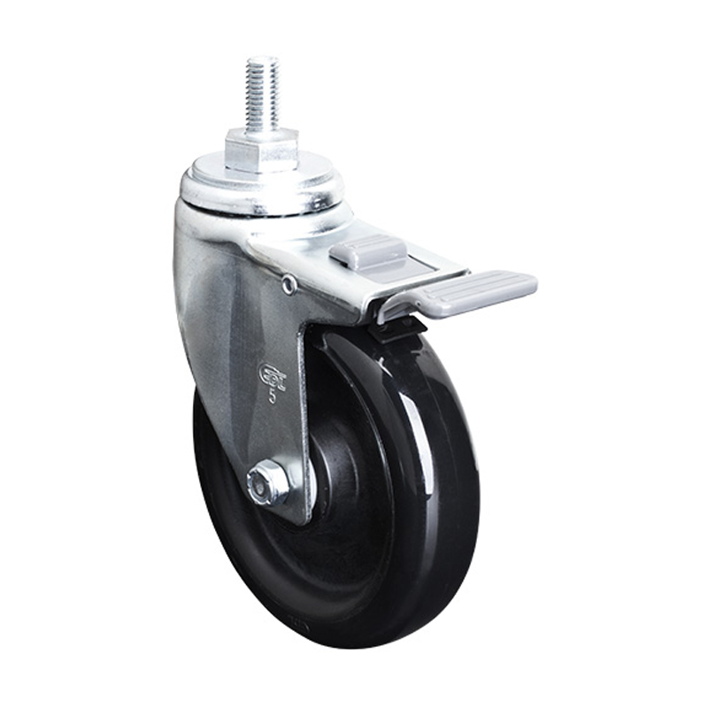 EDL Medium 5'' 120Kg Threaded Plastic Dual Brake PU Caster50145H-505-65