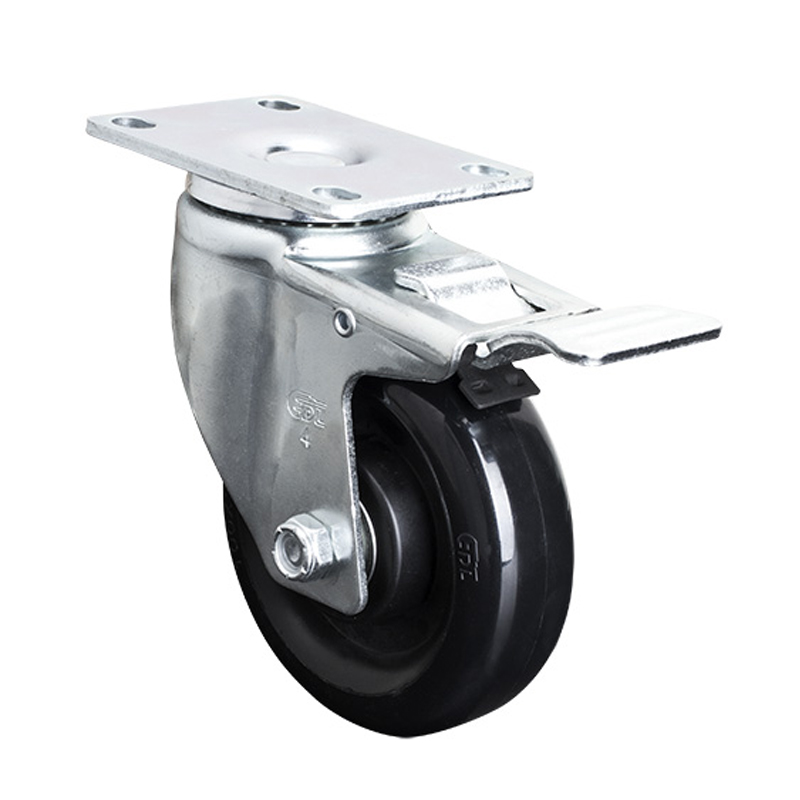 EDL Medium 4" 140kg Plate Al. Dual Brake PU Caster 50124P-504-66