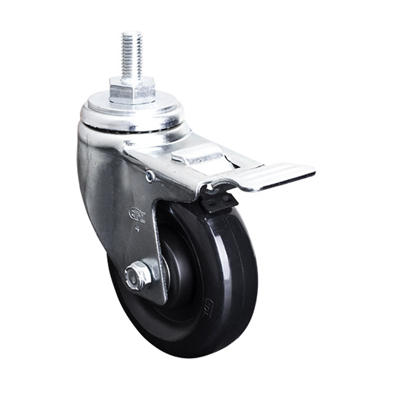 EDL Medium 4'' 140Kg Threaded Al. Dual Brake PU Caster 50144P-504-66