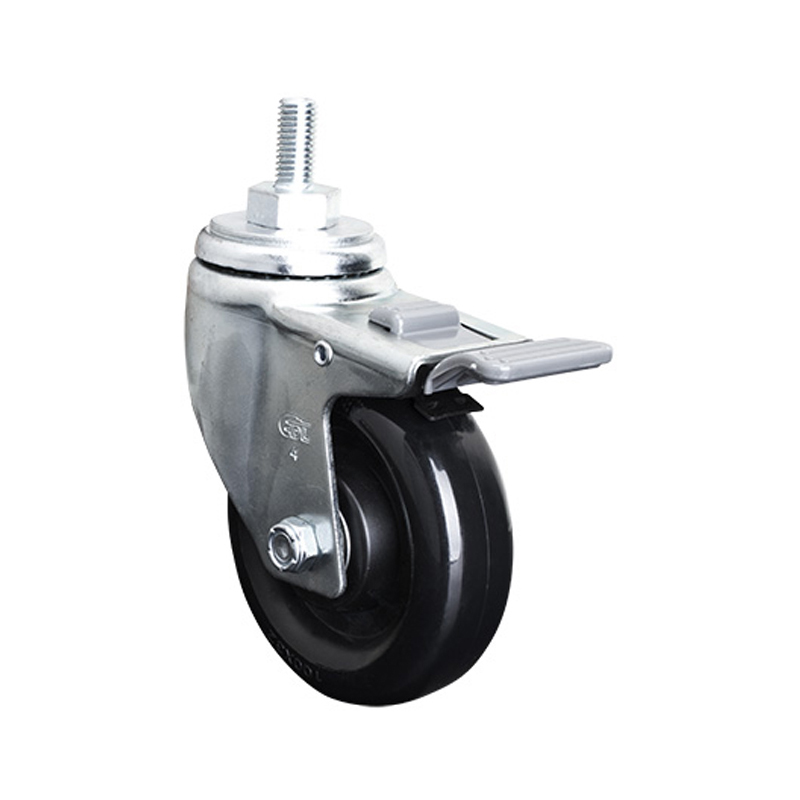 EDL Medium 4'' 140Kg Stem Plastic Dual Brake PU Caster 50164H-504-66