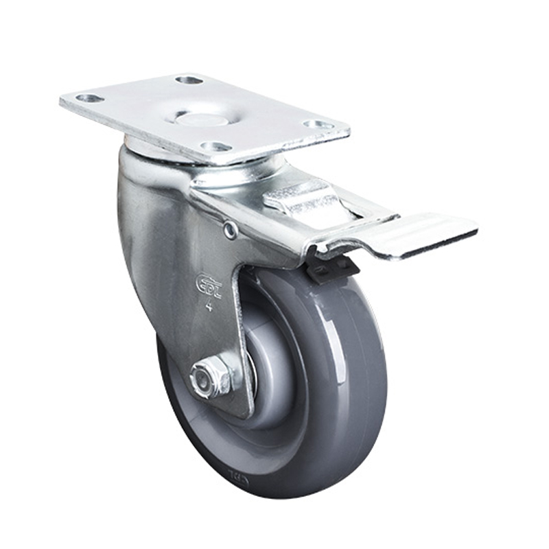 EDL Medium 4" 150kg Plate Al. Dual Brake PU Caster 50124P-504-76