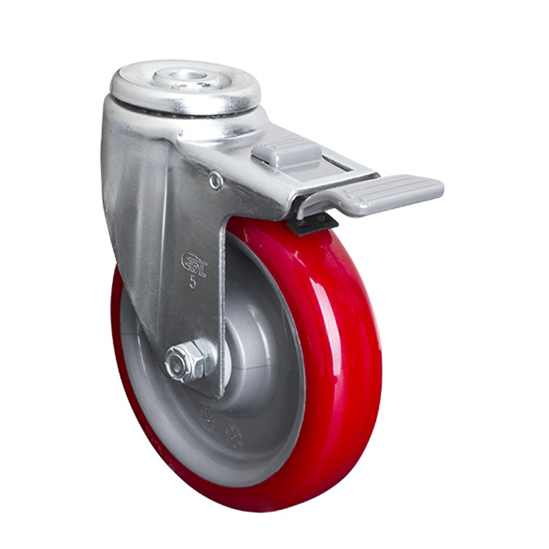 EDL Medium 5'' 130Kg Bolt Hole Plastic Dual Brake TPU Caster50185H-505-85