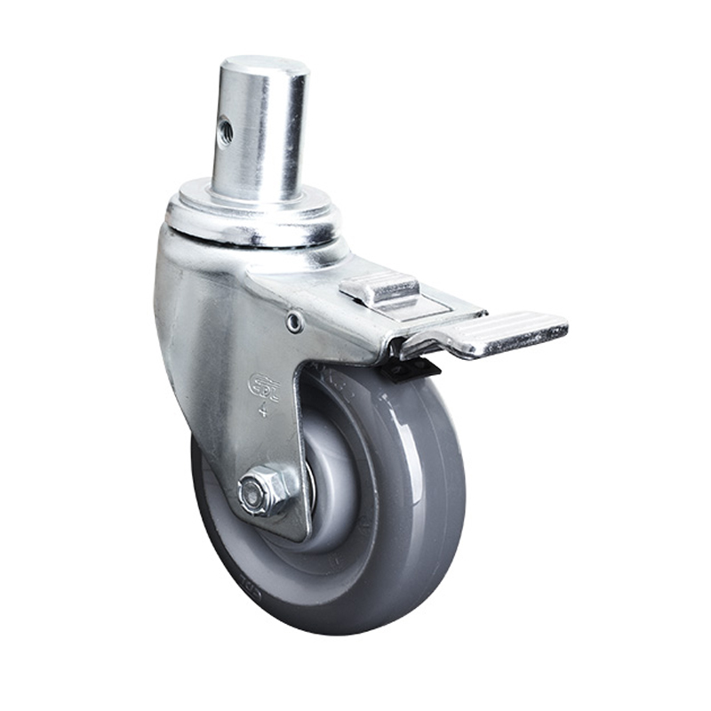 EDL Medium 4'' 150Kg Stem Al. Dual Brake PU Caster50164P-504-76