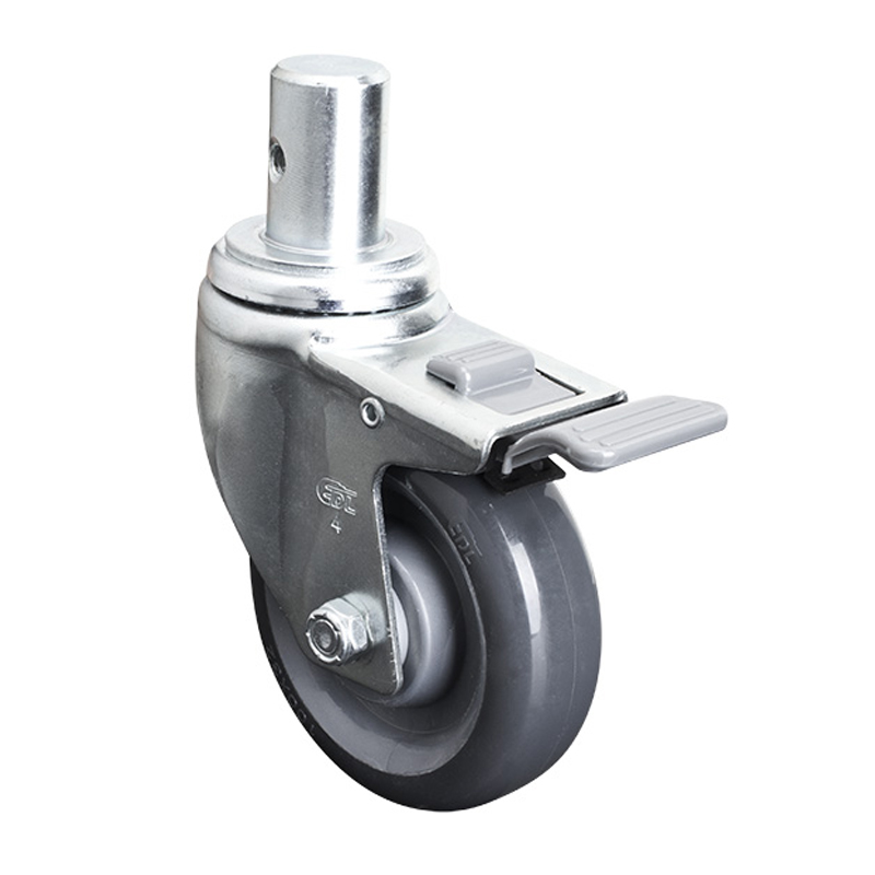 EDL Medium 4'' 150Kg Stem Plastic Dual Brake PU Caster 50164H-504-76