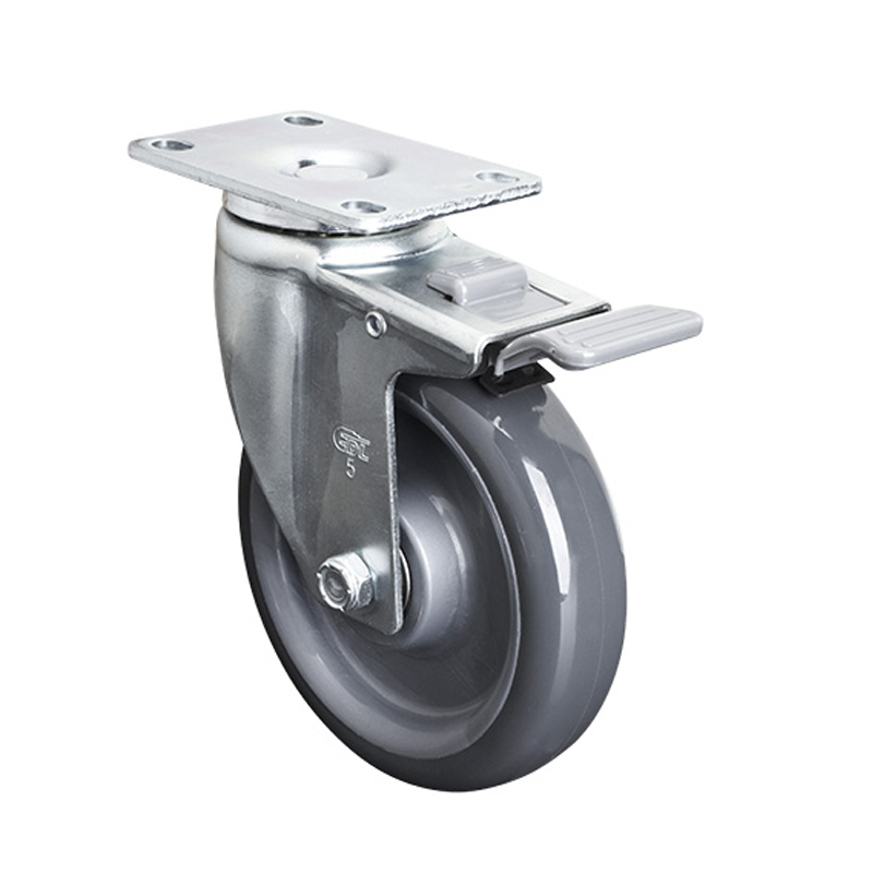 EDL Medium 5" 150Kg Plate Plastic Dual Brake PU Caster 50125H-505-76