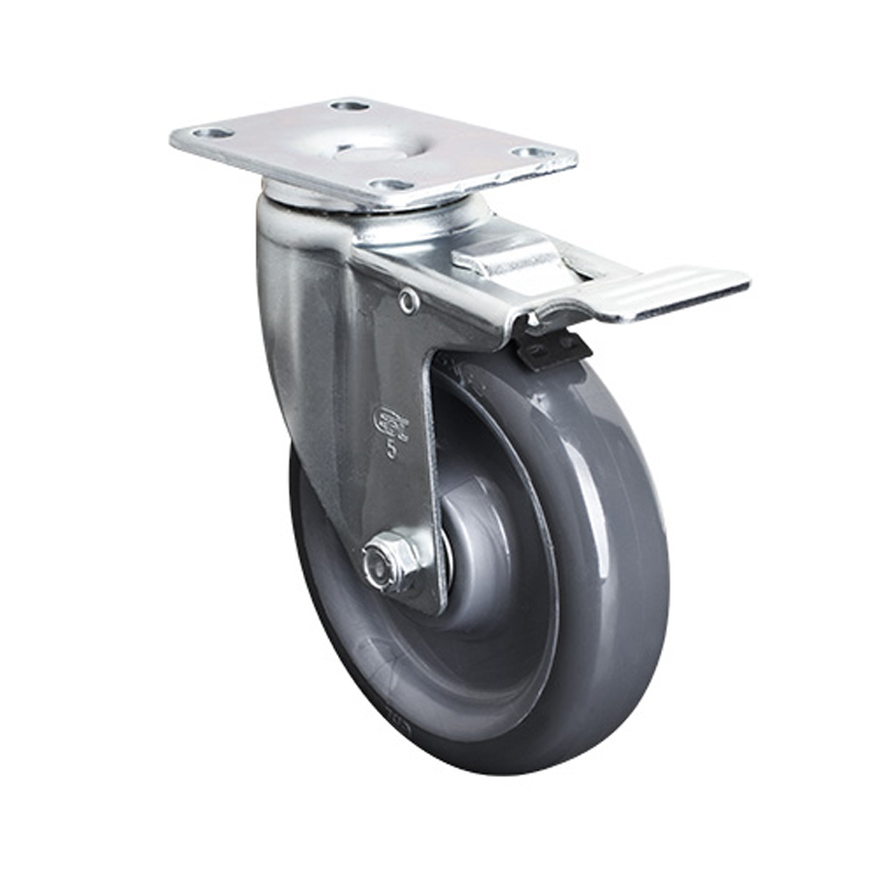 EDL Medium 5" 150Kg Plate Al. Dual Brake PU Caster 50125P-505-76