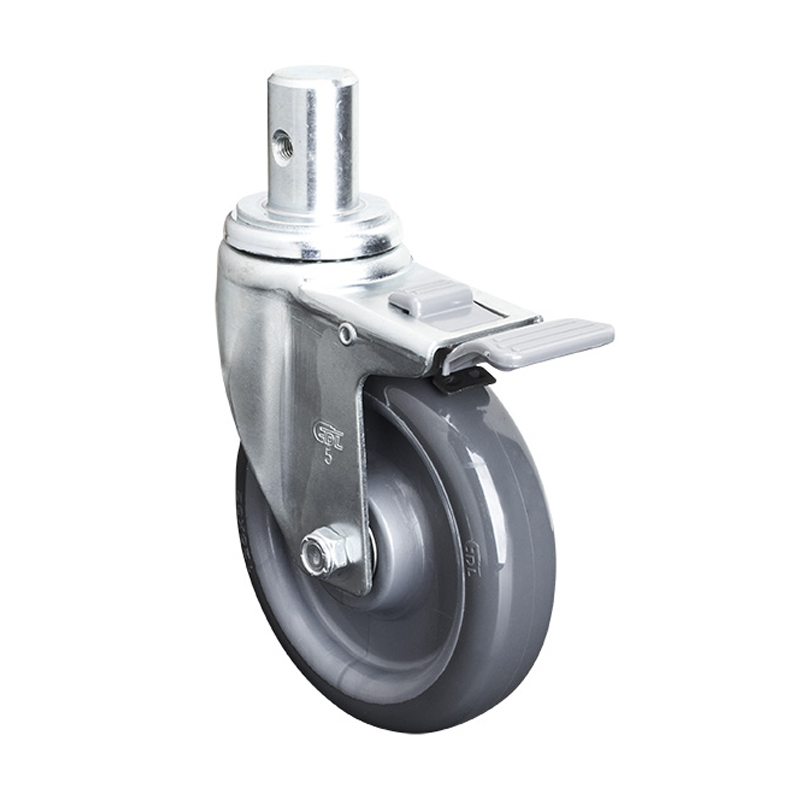 EDL Medium 5'' 150Kg Stem Plastic Dual Brake PU Caster50165H-505-76