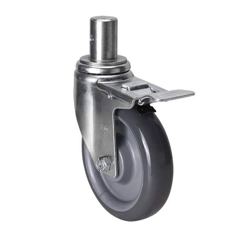 EDL Medium 5'' 150Kg Stem Iron Dual Brake PU Caster50165L-505-76