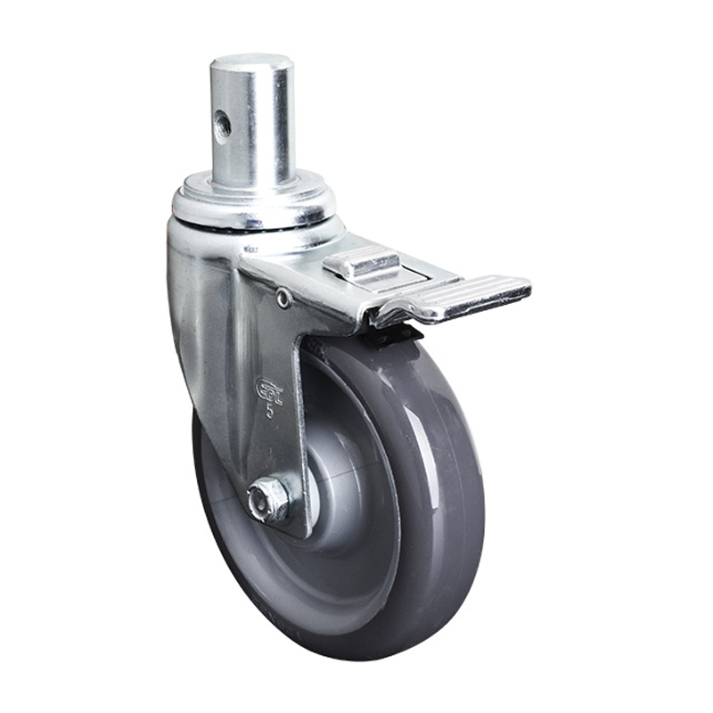 EDL Medium 5'' 150Kg Stem Al. Dual Brake PU Caster50165P-505-76