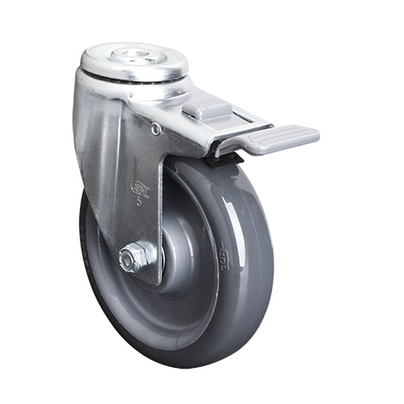 EDL Medium 5'' 150Kg Bolt Hole Plastic Dual Brake PU Caster50185H-505-76