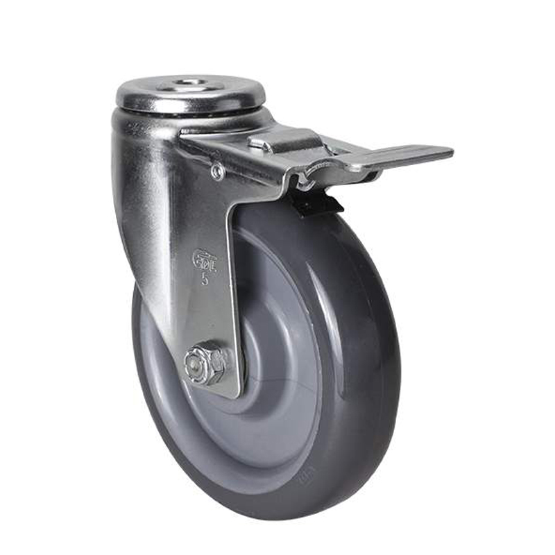 EDL Medium 5'' 150Kg Bolt Hole  Iron Dual Brake PU Caster50185L-505-76