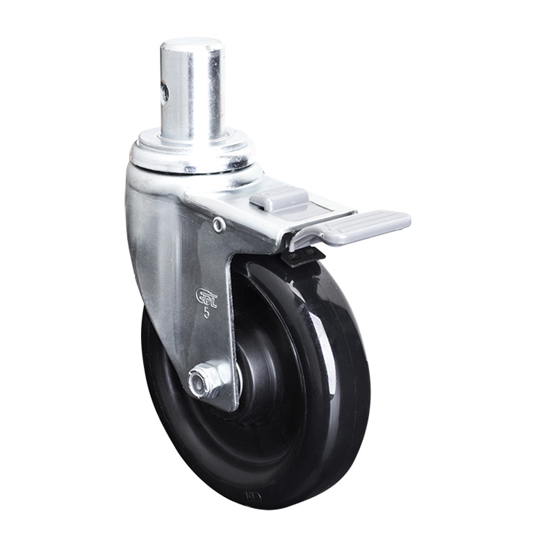 EDL Medium 5'' 140Kg Stem Plastic Dual Brake PU Caster50165H-505-66