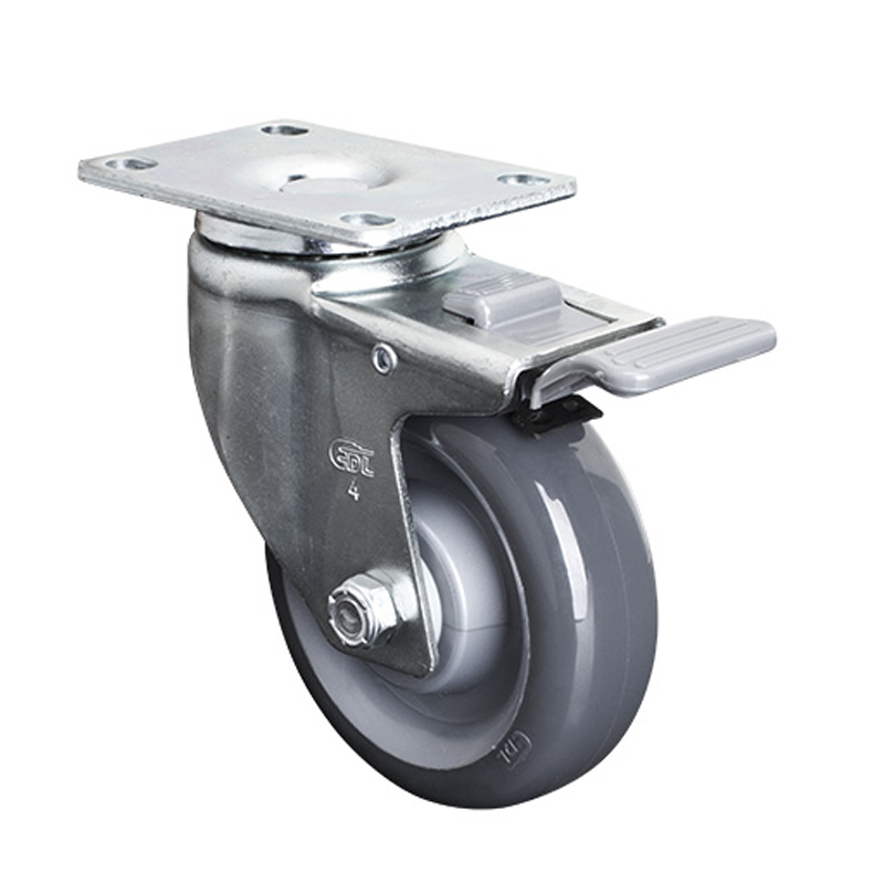 EDL Medium 4" 130kg Plate Plastic Dual Brake PU Caster 50124H-504-75