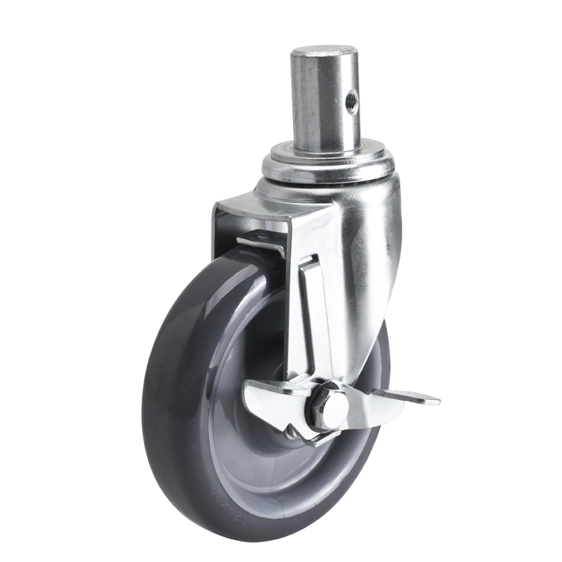 EDL Medium 5'' 130Kg Stem Side Wheel Brake PU Caster50165C-505-75/C