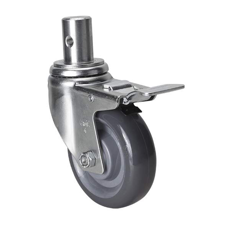 EDL Medium 4'' 130Kg Stem Iron Dual Brake PU Caster 50164L-504-75