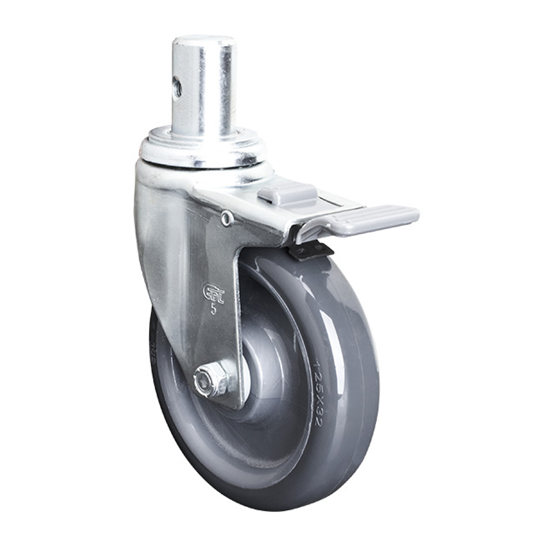 EDL Medium 5'' 130Kg Stem Plastic Dual Brake PU Caster50165H-505-75