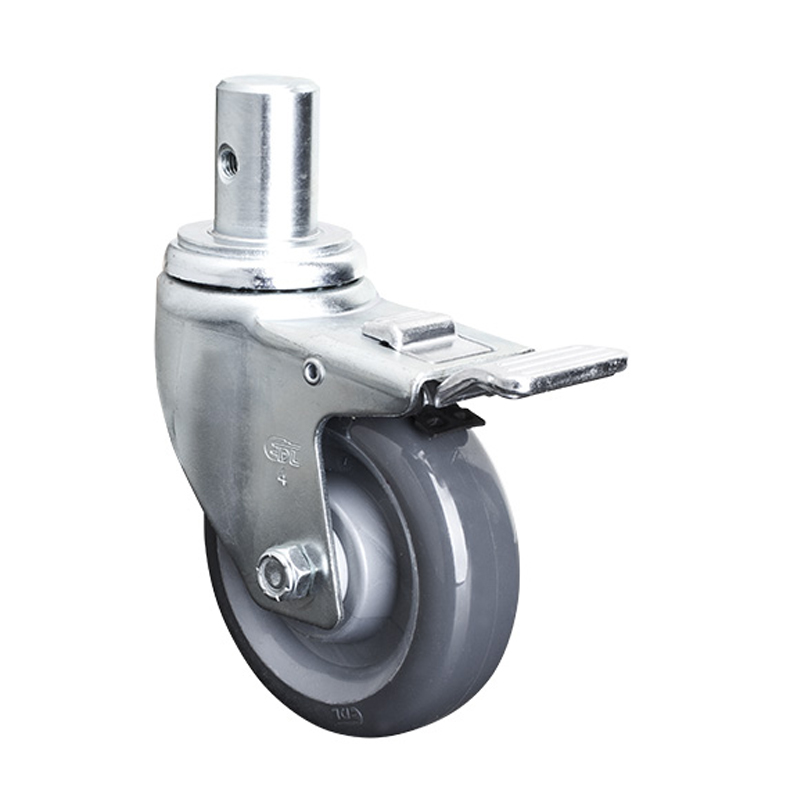 EDL Medium 4'' 130Kg Stem Al. Dual Brake PU Caster50164P-504-75