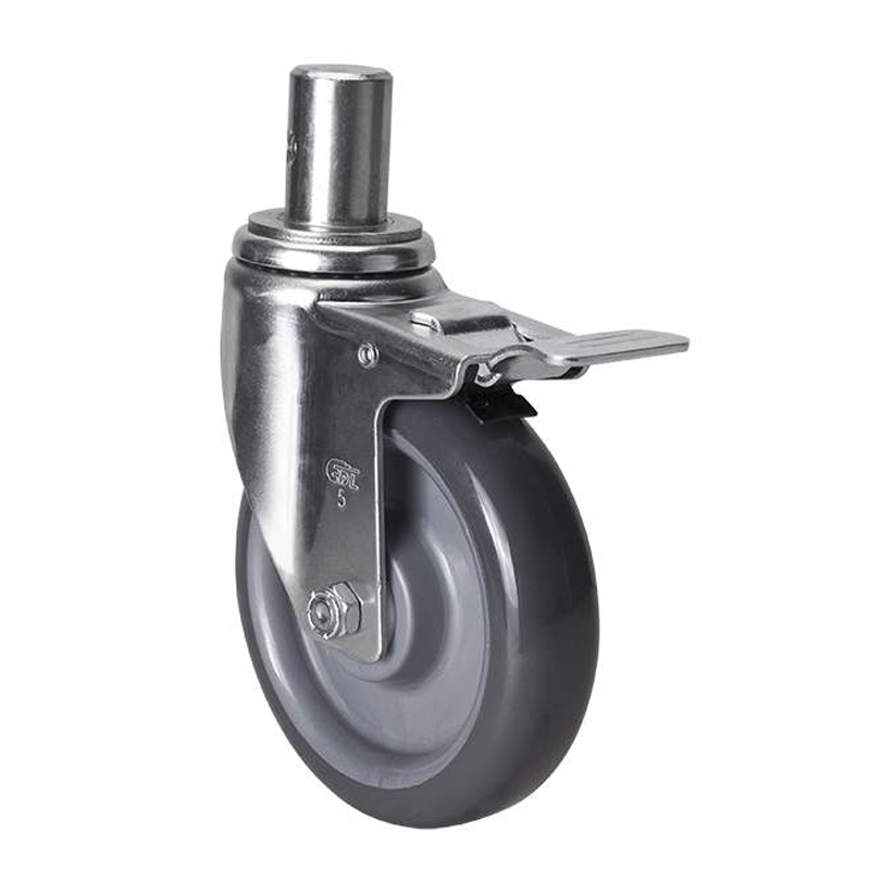 EDL Medium 5'' 130Kg Stem Iron Dual Brake PU Caster50165L-505-75