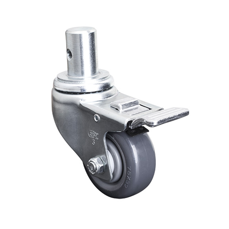 EDL Medium 3" 130kg Stem Al. Dual Brake PU Caster 50163P-503-75