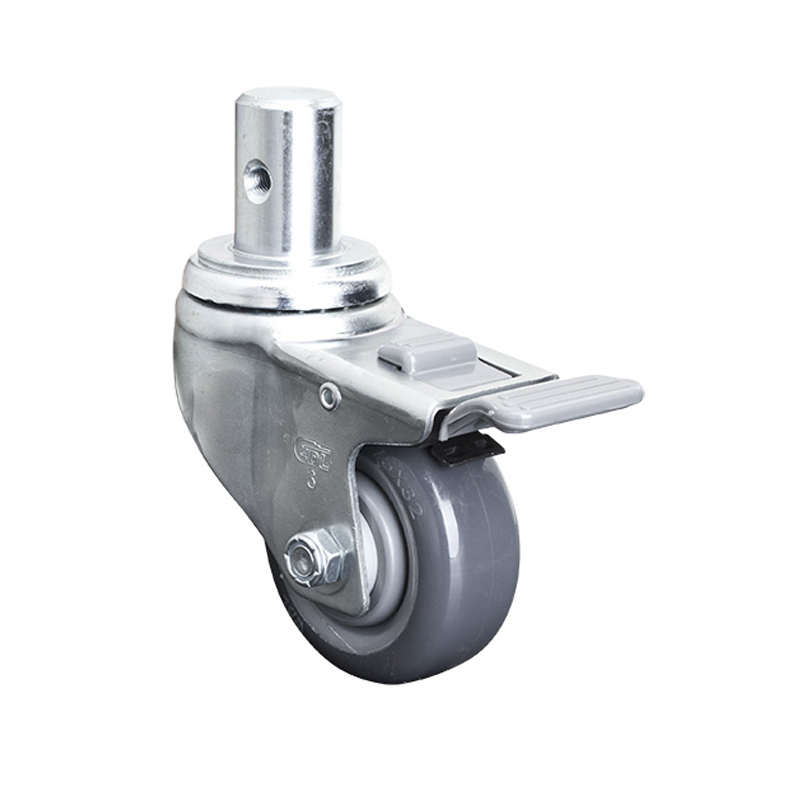 EDL Medium 3" 130kg Stem Plastic Dual Brake PU Caster 50163H-503-75