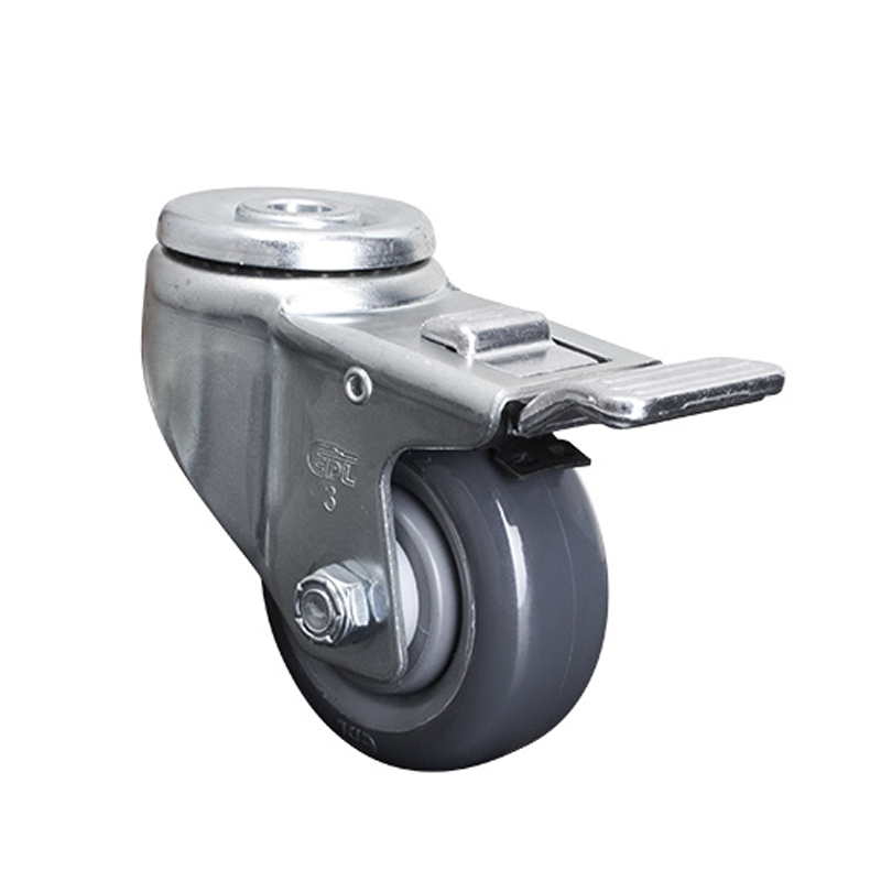 EDL Medium 3" 130kg Bolt Hole  Al. Dual Brake PU Caster 50183P-503-75