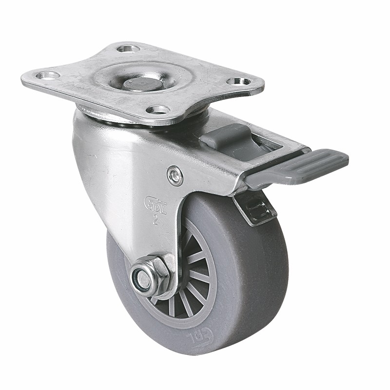 EDL Stainless Steel Mini 2'' 50kg Plate Brake TPE Caster S26722H-S262-53