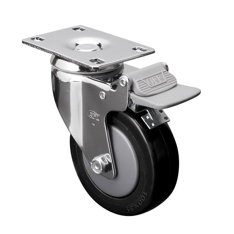 EDL Medium 4'' 110Kg Plate Plastic Dual Brake PU Caster 57224H-574-67