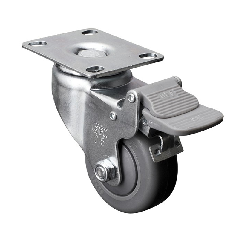 EDL Light 2.5" 70kg Plate Plastic Dual Brake TPE Caster 371225H-3725-57