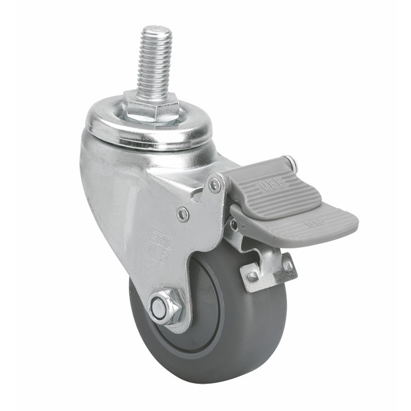 EDL Light 2.5'' 70kg Threaded Plastic Dual Brake TPE Caster 371425H-3725-57