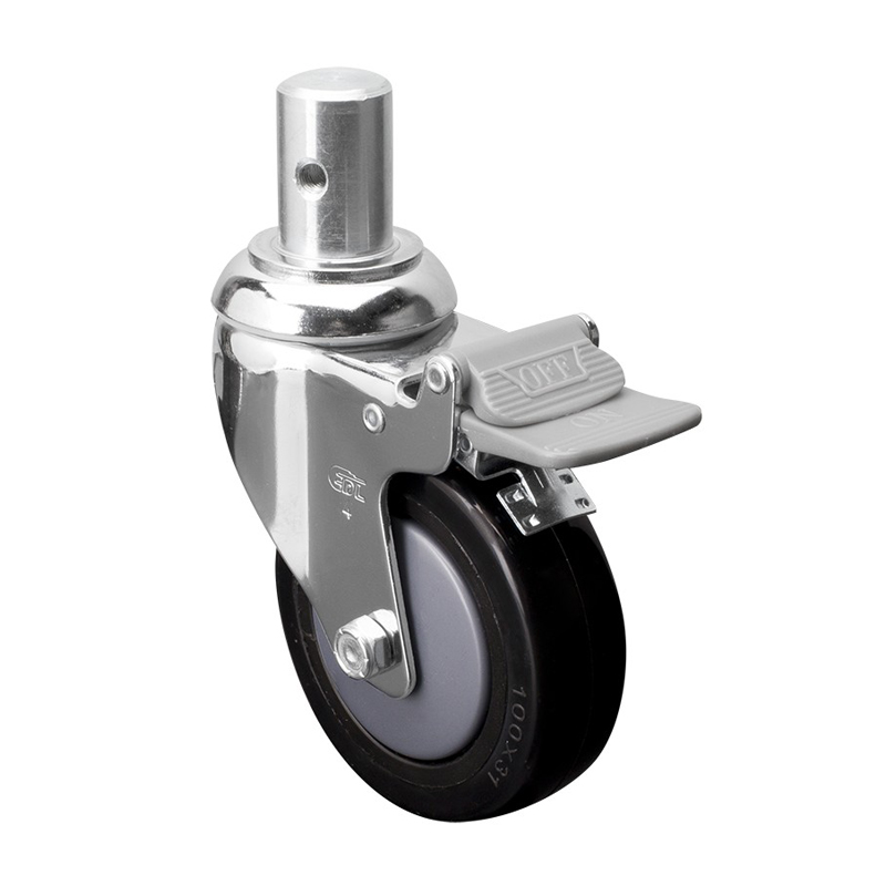 EDL Medium 4'' 110Kg Stem Plastic Dual Brake PU Caster 57264H-574-67