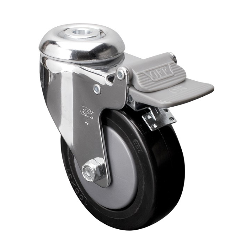 EDL Medium 4'' 110Kg Bolt Hole Plastic Dual Brake PU Caster 57284H-574-67