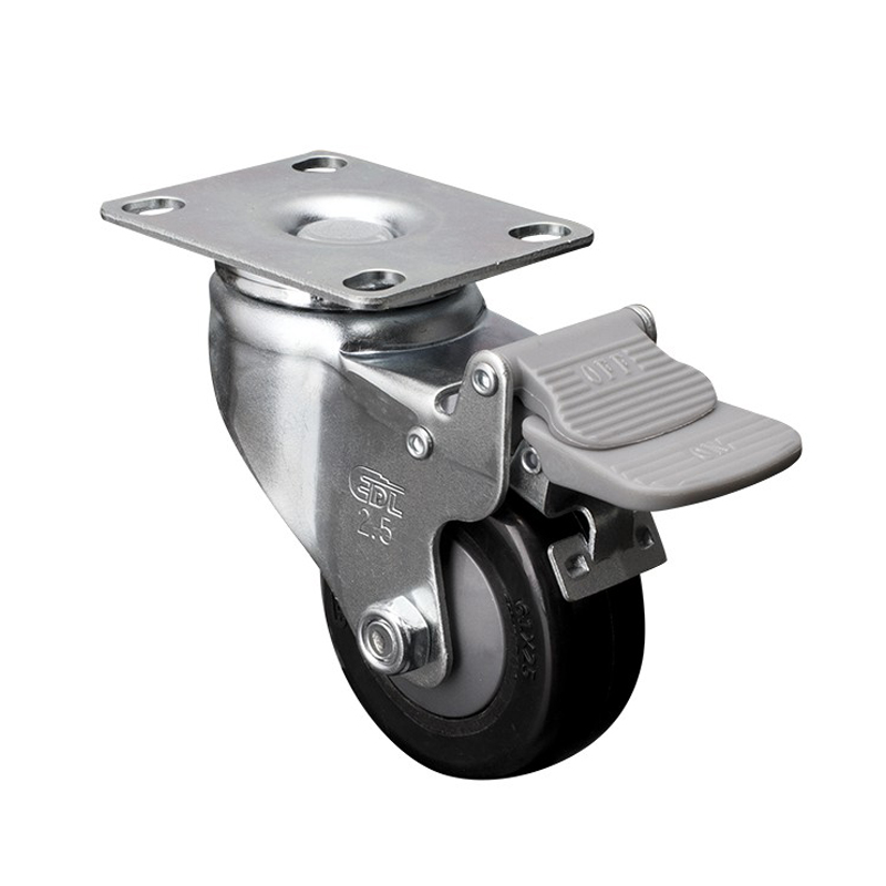 EDL Light 2.5" 70kg Plate Plastic Dual Brake PU Caster 371225H-3725-67