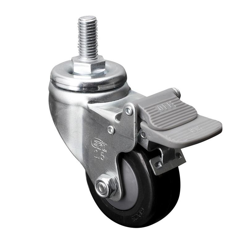 EDL Light 2.5'' 70kg Threaded Plastic Dual Brake PU Caster 371425H-3725-67